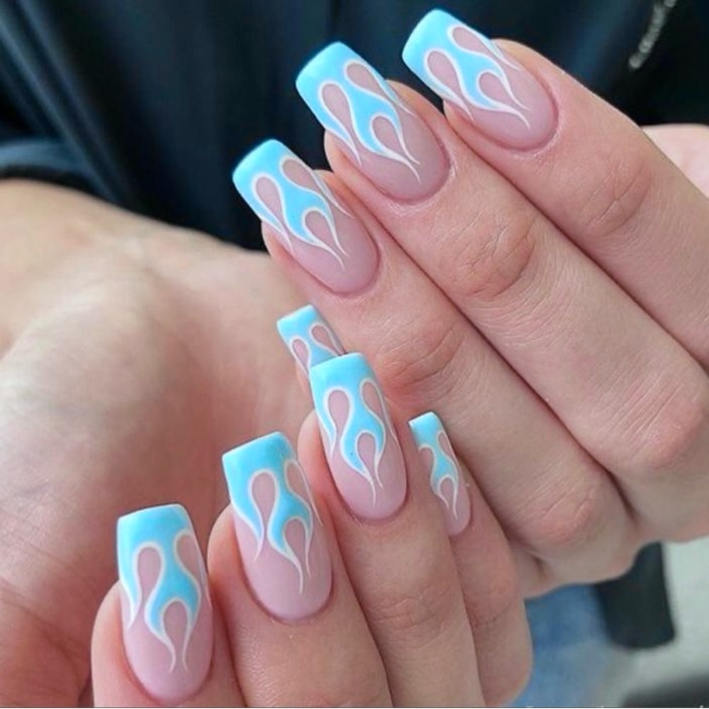Blue Flame Nails